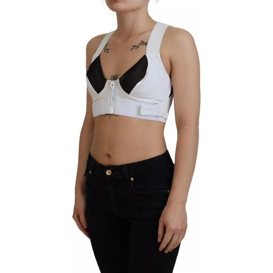 Dolce & Gabbana White Viscose Sleeveless Cropped Bustier Top Dolce & Gabbana Rosy Brown