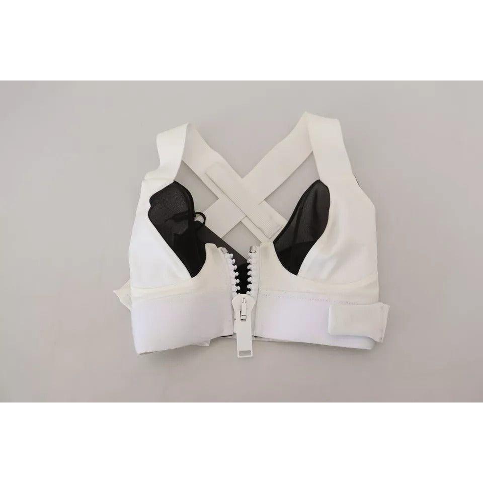 Dolce & Gabbana White Viscose Sleeveless Cropped Bustier Top Dolce & Gabbana Gray