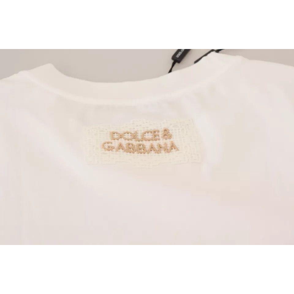 Dolce & Gabbana Optical White Printed Short Sleeves Top Dolce & Gabbana Light Gray