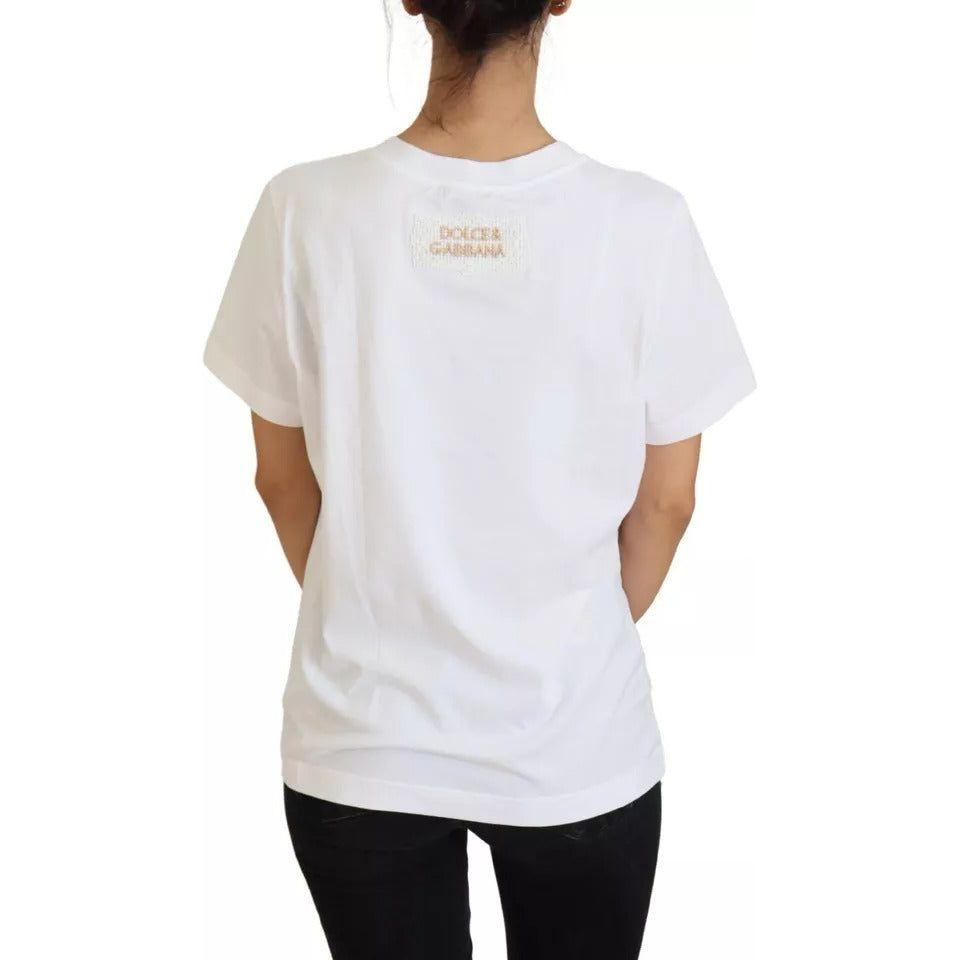 Dolce & Gabbana Optical White Printed Short Sleeves Top Dolce & Gabbana Light Gray
