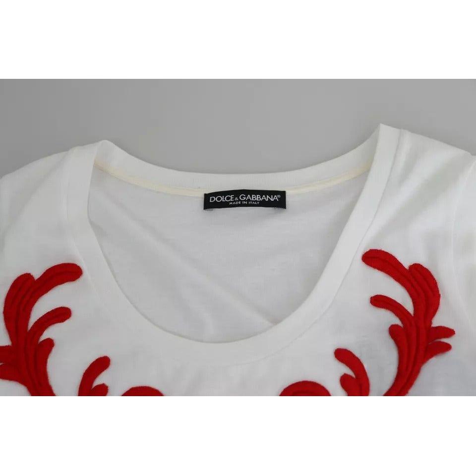 Dolce & Gabbana White Cotton Heart Applique Sleeveless Tank Top Dolce & Gabbana Dark Gray