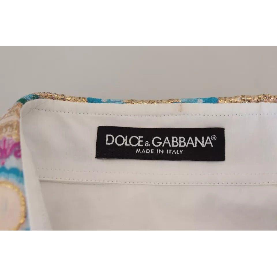 Dolce & Gabbana White Floral Jacquard Cotton Long Sleeves Top Dolce & Gabbana Dark Gray
