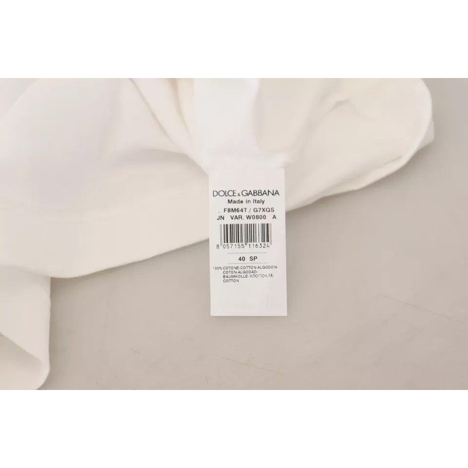 Dolce & Gabbana White Striped Short Sleeves Pullover Top Dolce & Gabbana Light Gray