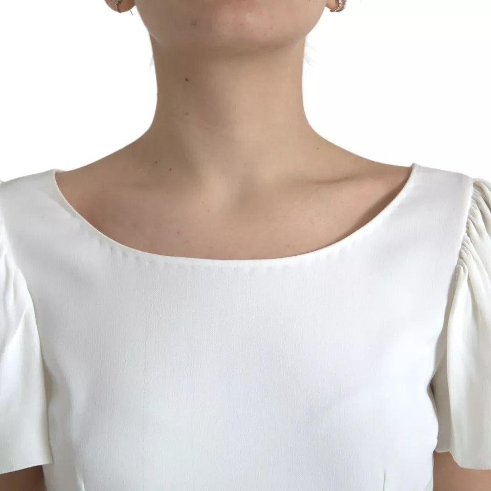 Dolce & Gabbana White Viscose Round Neck Short Sleeves Top Dolce & Gabbana Light Gray