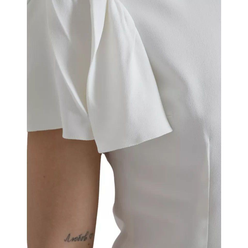 Dolce & Gabbana White Viscose Round Neck Short Sleeves Top Dolce & Gabbana Dark Gray