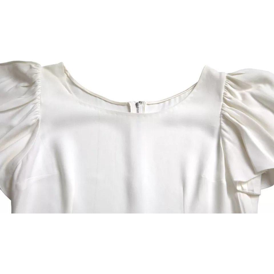 Dolce & Gabbana White Viscose Round Neck Short Sleeves Top Dolce & Gabbana Light Gray