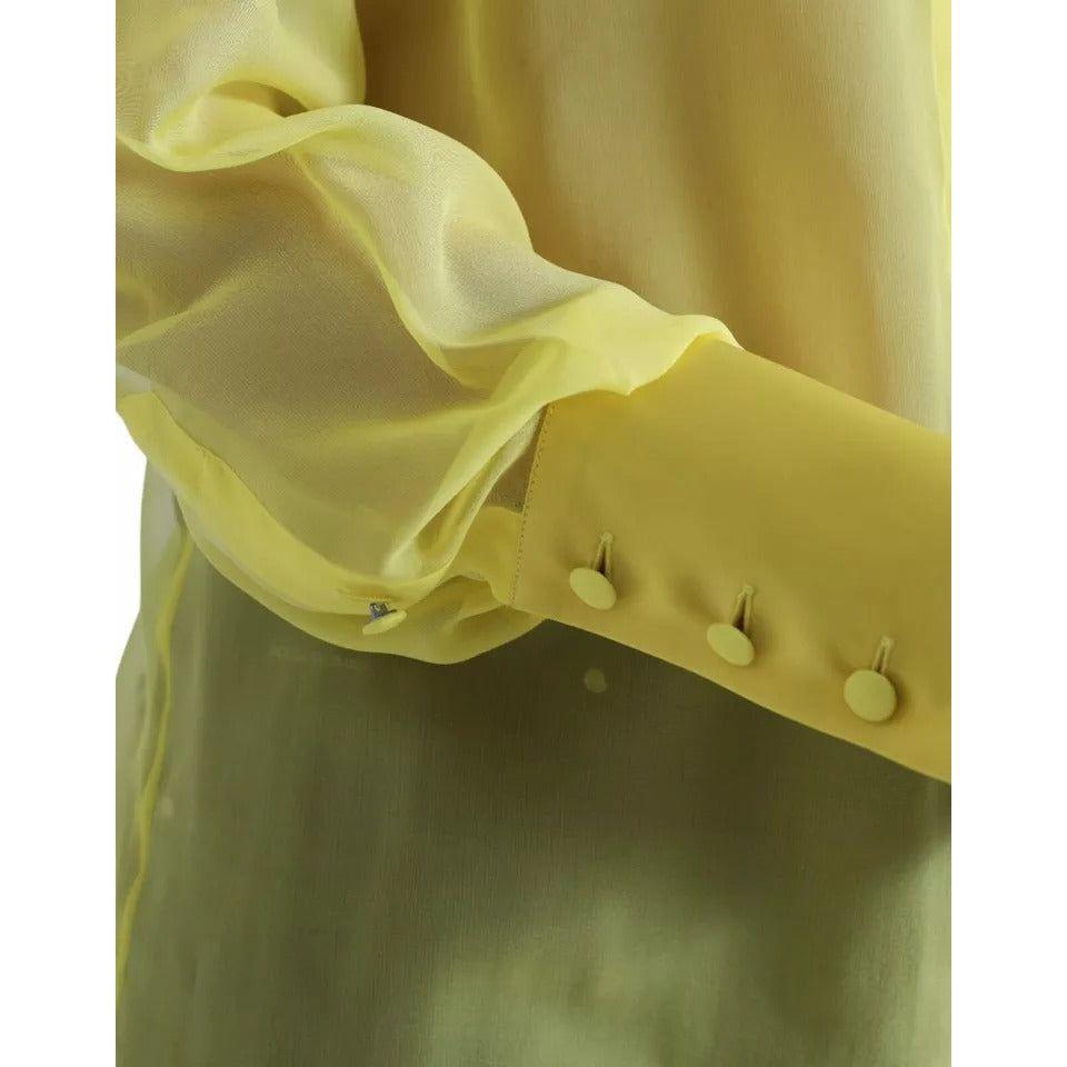 Dolce & Gabbana Yellow Long Sleeve Button Down Blouse Top Dolce & Gabbana Olive Drab