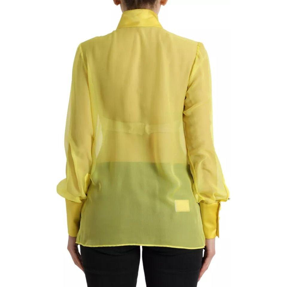Dolce & Gabbana Yellow Long Sleeve Button Down Blouse Top Dolce & Gabbana Dark Khaki
