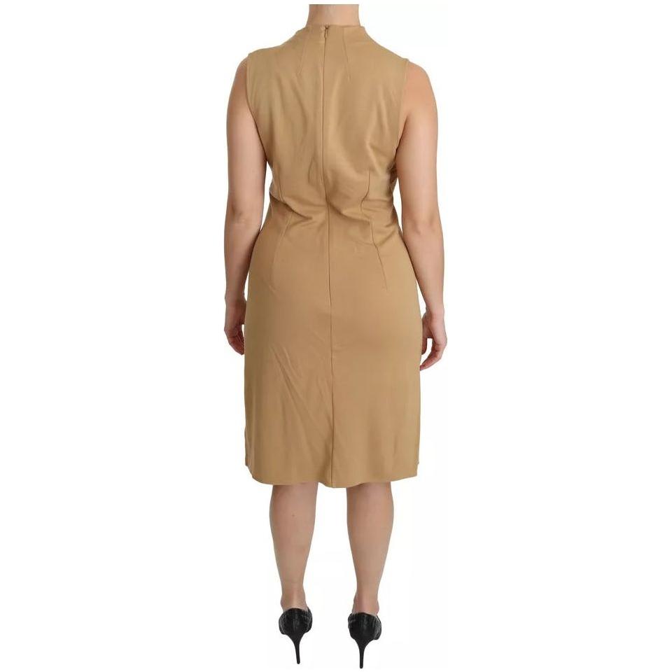 Ralph Lauren Brown V-neck Shift Knee Length Viscose Dress Ralph Lauren Rosy Brown