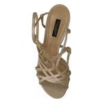 Dolce & Gabbana Gold Silk Ankle Strap Heels Sandals Shoes Dolce & Gabbana Dim Gray