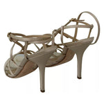 Dolce & Gabbana Gold Silk Ankle Strap Heels Sandals Shoes Dolce & Gabbana Dim Gray