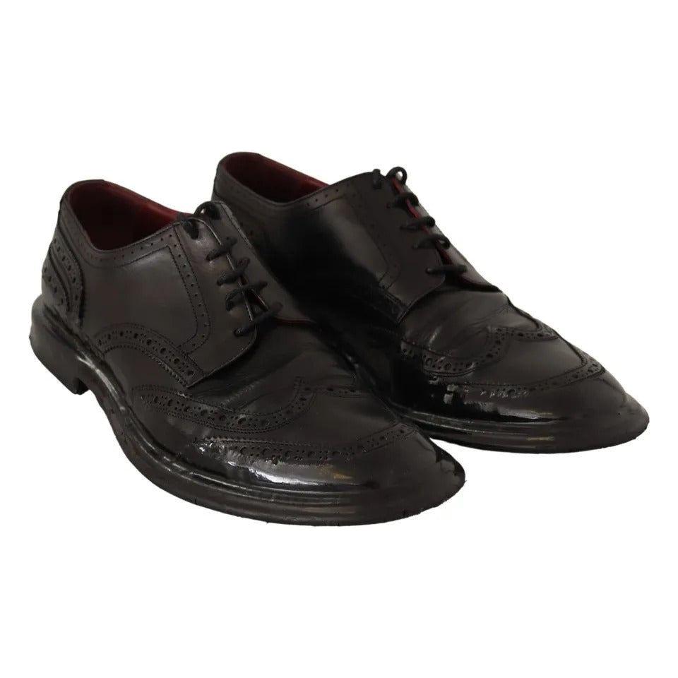 Dolce & Gabbana Black Leather Brogue Oxford Dress Shoes Dolce & Gabbana Black