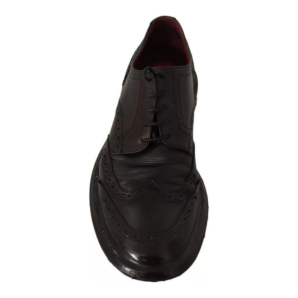 Dolce & Gabbana Black Leather Brogue Oxford Dress Shoes Dolce & Gabbana Black
