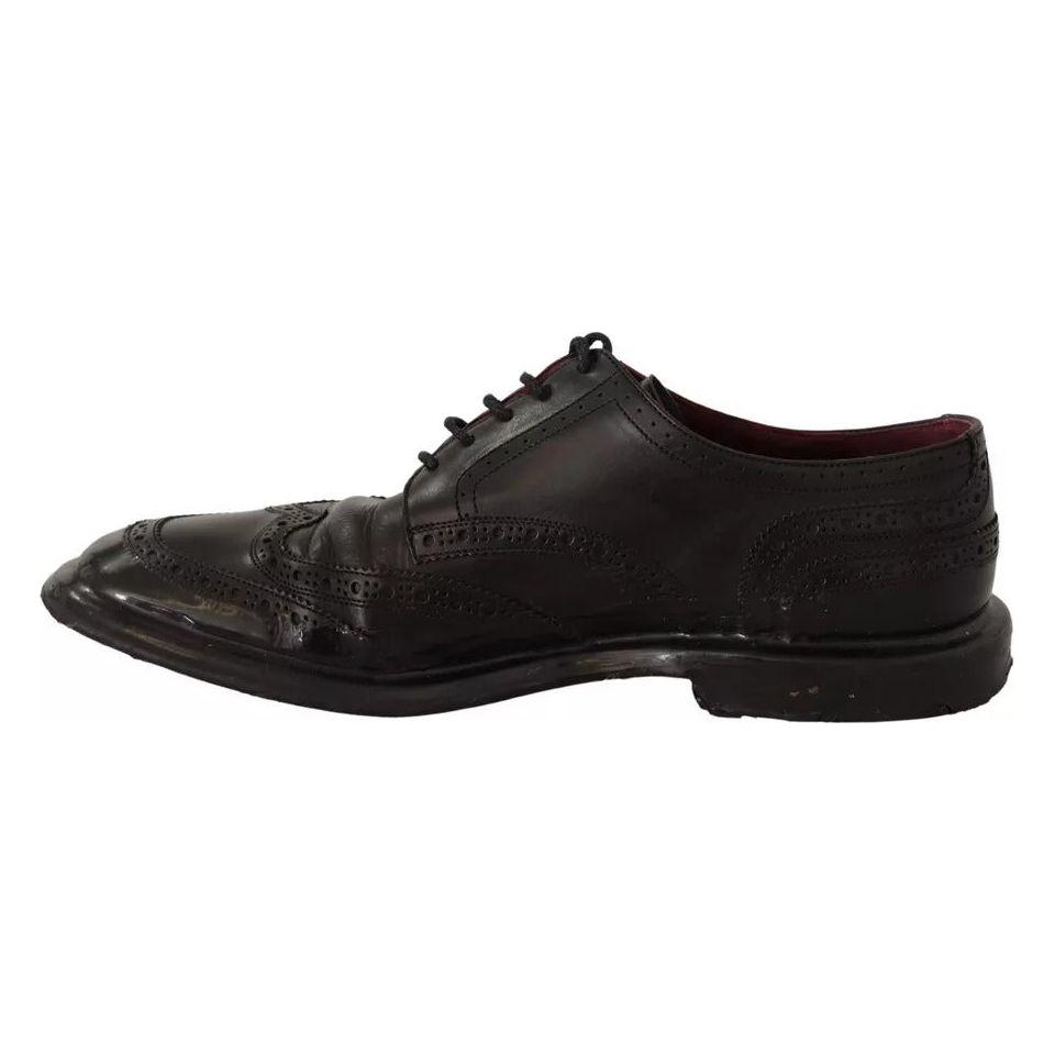 Dolce & Gabbana Black Leather Brogue Oxford Dress Shoes Dolce & Gabbana Black