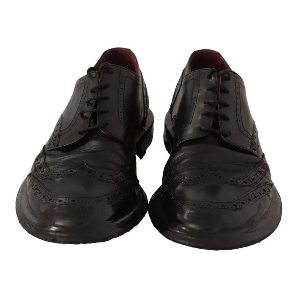 Dolce & Gabbana Black Leather Brogue Oxford Dress Shoes Dolce & Gabbana Dark Slate Gray