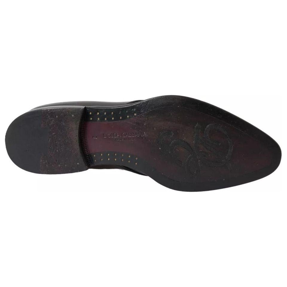 Dolce & Gabbana Black Leather Derby Formal Dress Men Shoes Dolce & Gabbana Dark Slate Gray