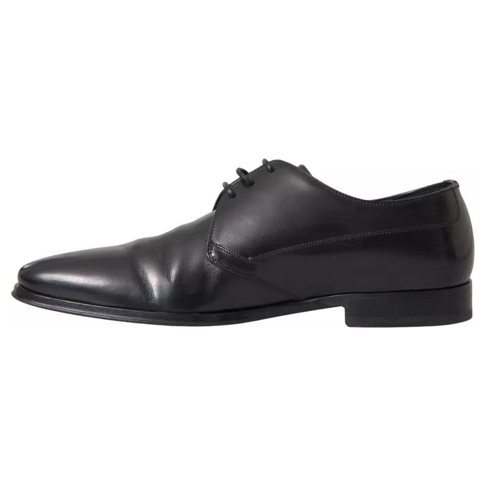 Dolce & Gabbana Black Leather Derby Formal Dress Men Shoes Dolce & Gabbana Dark Slate Gray