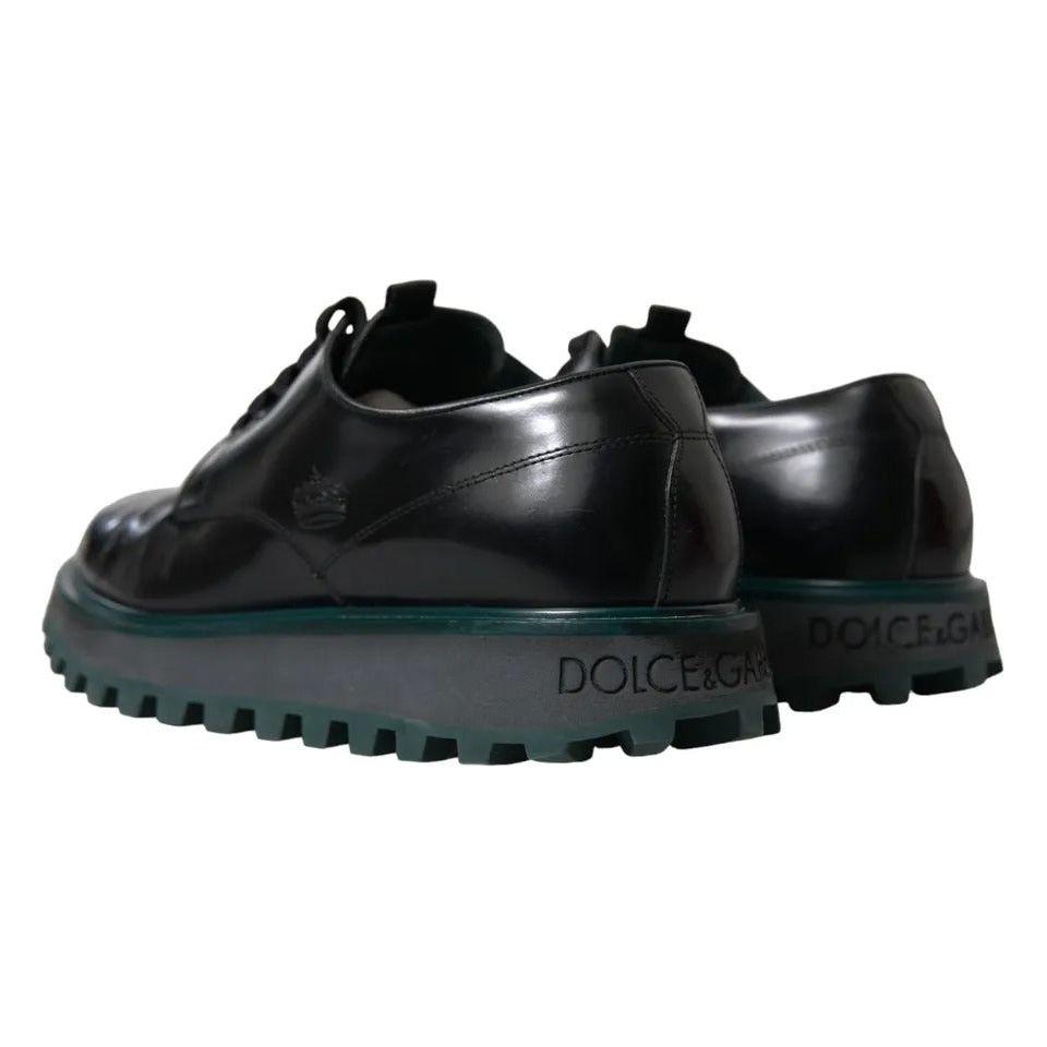 Dolce & Gabbana Black Leather Derby Formal Dress Shoes Dolce & Gabbana Dark Slate Gray
