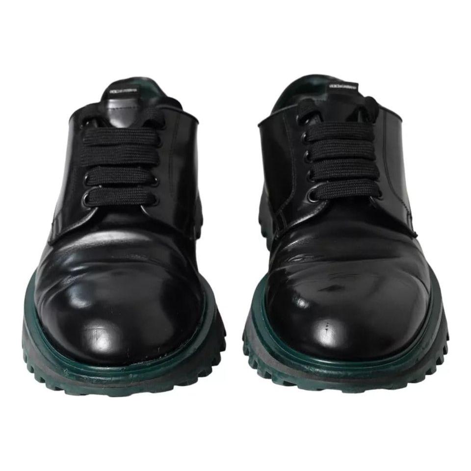 Dolce & Gabbana Black Leather Derby Formal Dress Shoes Dolce & Gabbana Dark Slate Gray