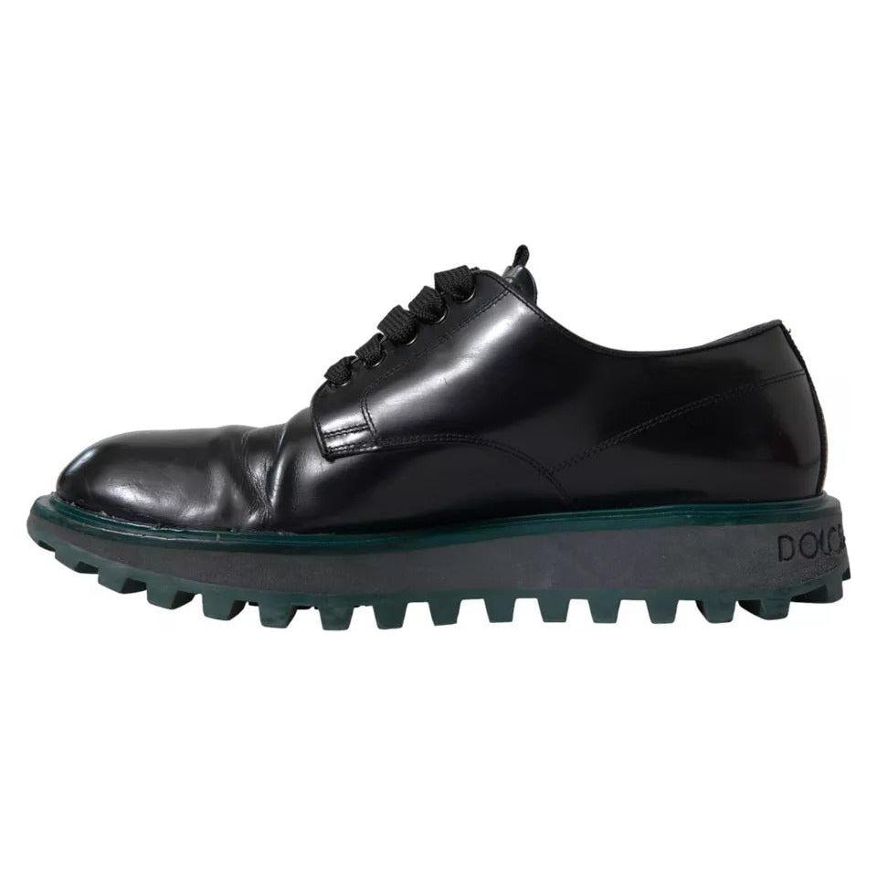 Dolce & Gabbana Black Leather Derby Formal Dress Shoes Dolce & Gabbana Dark Slate Gray