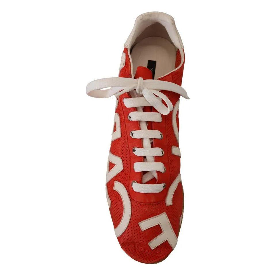 Dolce & Gabbana Red White Leather Mens Logo Casual Sneakers Shoes Dolce & Gabbana Brown