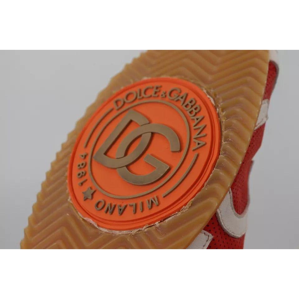 Dolce & Gabbana Red White Leather Mens Logo Casual Sneakers Shoes Dolce & Gabbana Sienna