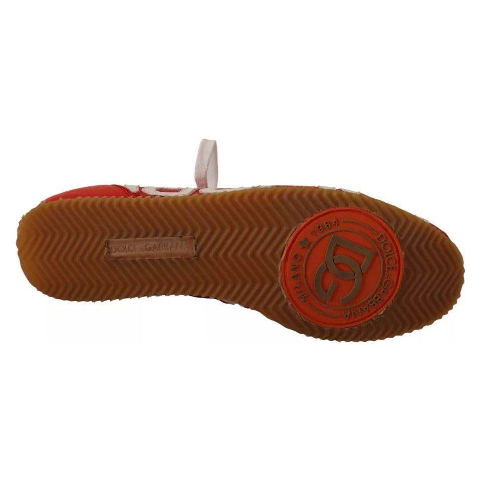 Dolce & Gabbana Red White Leather Mens Logo Casual Sneakers Shoes Dolce & Gabbana Saddle Brown