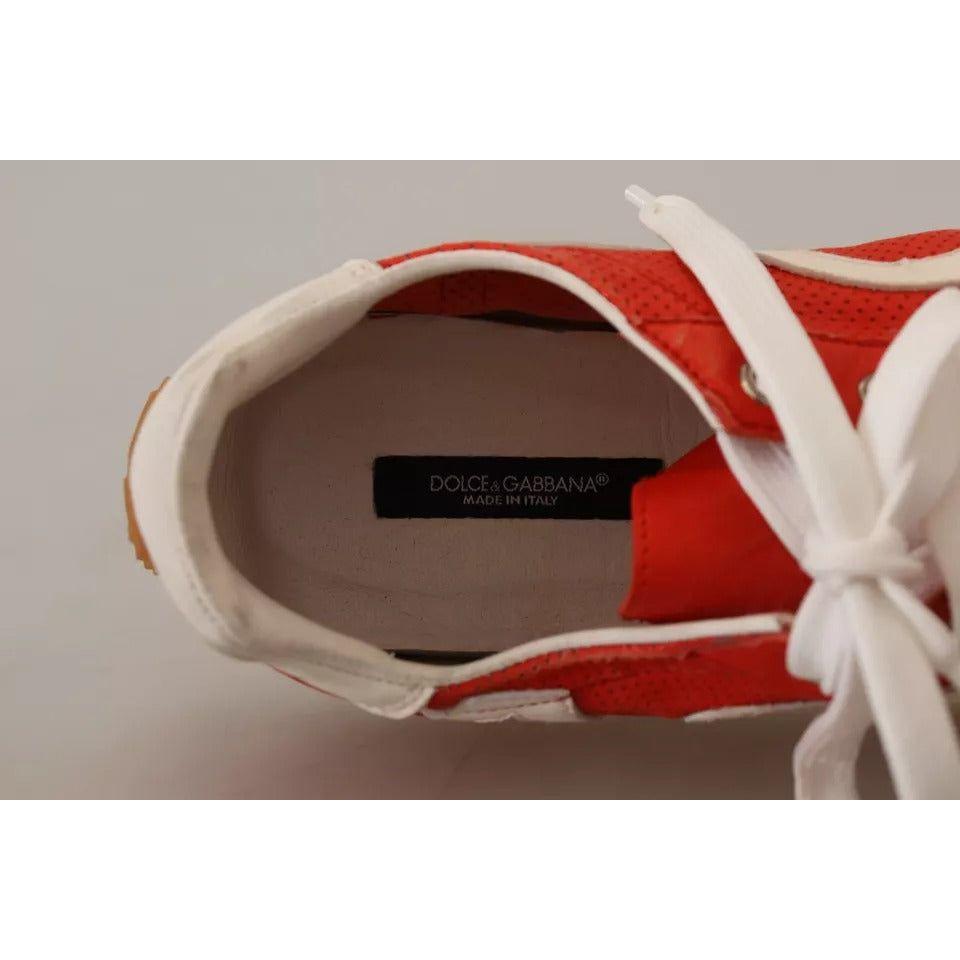 Dolce & Gabbana Red White Leather Mens Logo Casual Sneakers Shoes Dolce & Gabbana Dark Gray