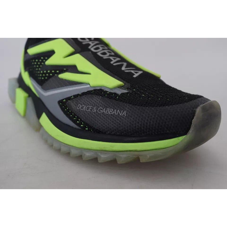 Dolce & Gabbana Black Yellow SORRENTO Sport Stretch Sneakers Shoes Dolce & Gabbana Dark Gray