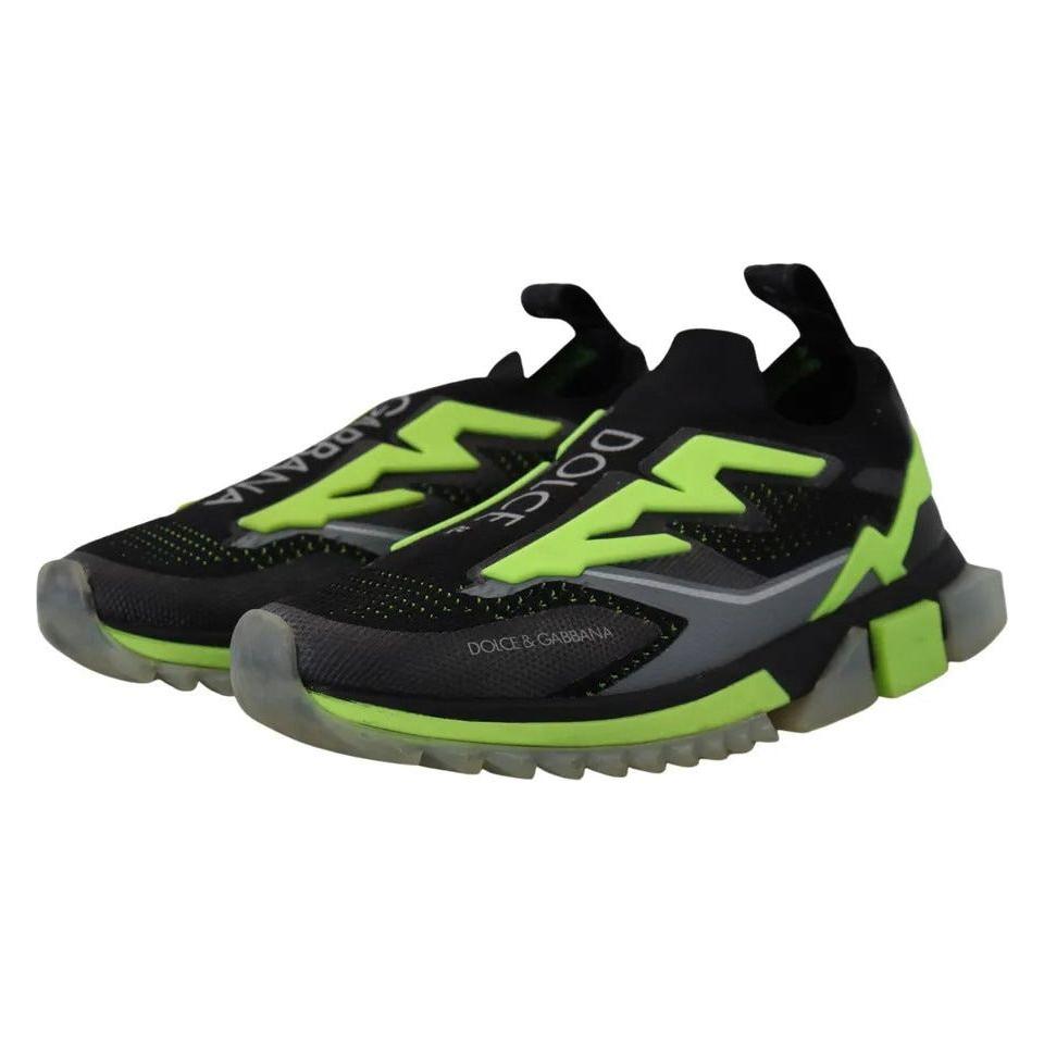 Dolce & Gabbana Black Yellow SORRENTO Sport Stretch Sneakers Shoes Dolce & Gabbana Black