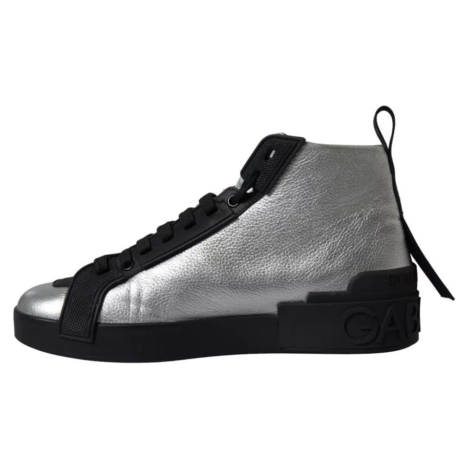 Dolce & Gabbana Black Silver Logo Mid Top Men Sneakers Shoes Dolce & Gabbana Dark Slate Gray
