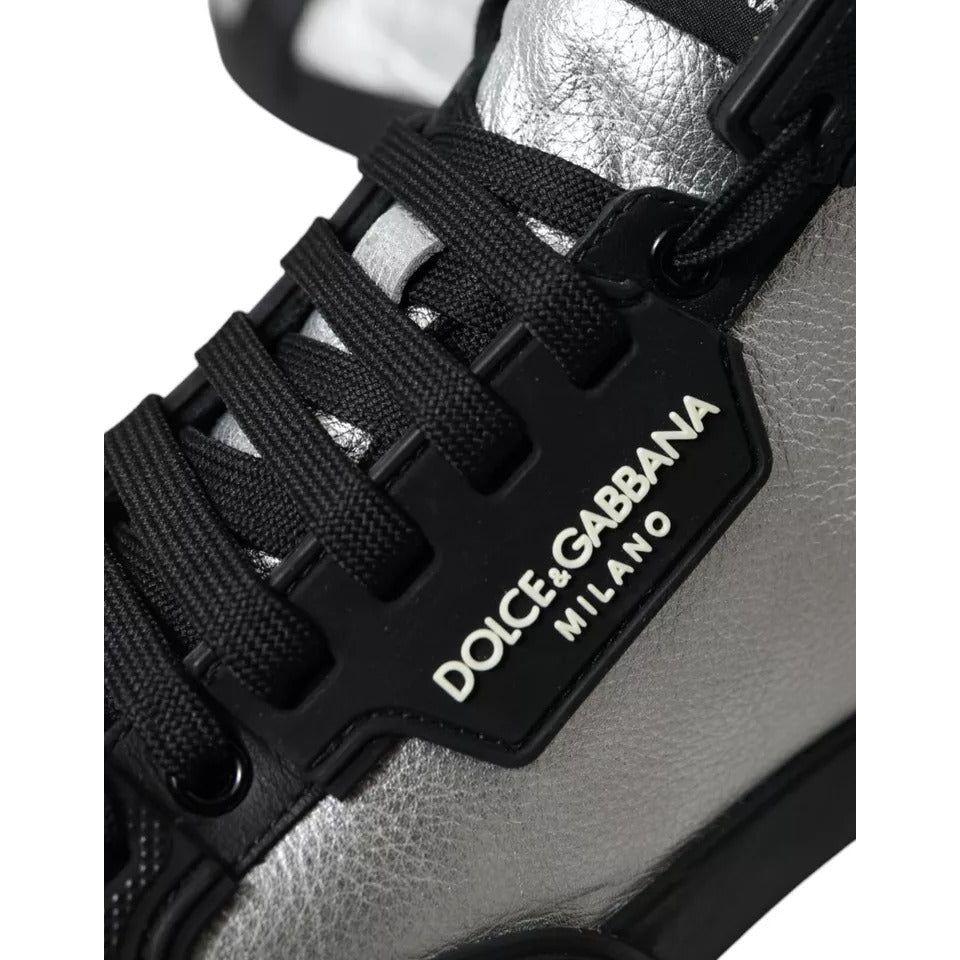 Dolce & Gabbana Black Silver Logo Mid Top Men Sneakers Shoes Dolce & Gabbana Black