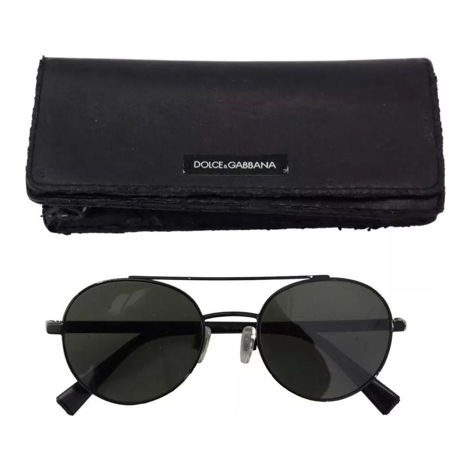 Dolce & Gabbana Matte Black Steel Frame Green Lens DG2245 Sunglasses Dolce & Gabbana Dark Slate Gray