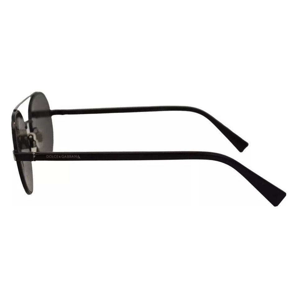 Dolce & Gabbana Matte Black Steel Frame Green Lens DG2245 Sunglasses Dolce & Gabbana Light Gray