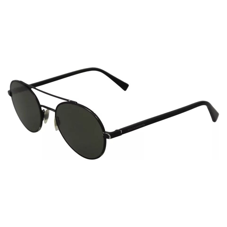 Dolce & Gabbana Matte Black Steel Frame Green Lens DG2245 Sunglasses Dolce & Gabbana Dark Slate Gray