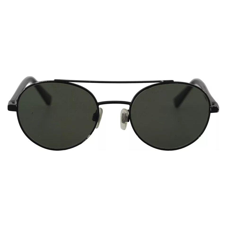 Dolce & Gabbana Matte Black Steel Frame Green Lens DG2245 Sunglasses Dolce & Gabbana Dark Slate Gray