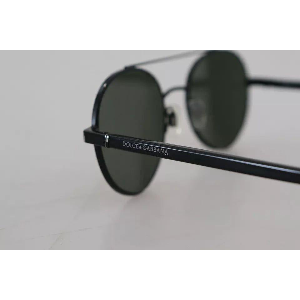 Dolce & Gabbana Matte Black Steel Frame Green Lens DG2245 Sunglasses Dolce & Gabbana Gray