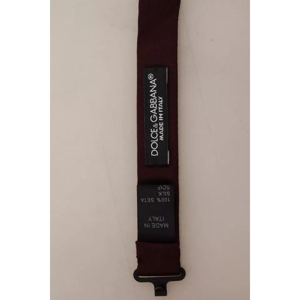 Dolce & Gabbana Bordeaux Silk Adjustable Neck Men Bow Tie Dolce & Gabbana Dark Gray