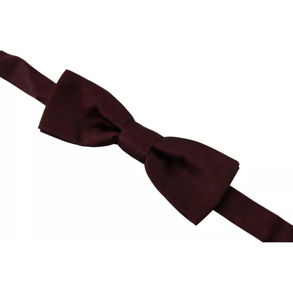 Dolce & Gabbana Bordeaux Silk Adjustable Neck Men Bow Tie Dolce & Gabbana Black