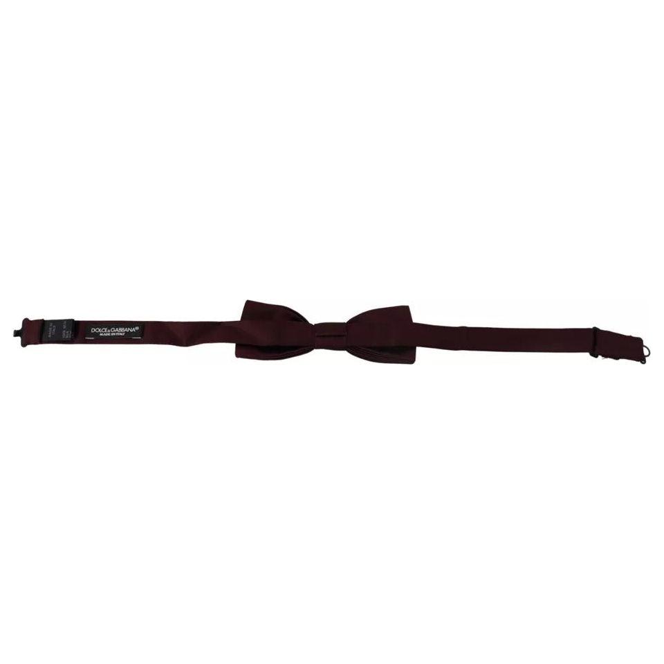 Dolce & Gabbana Bordeaux Silk Adjustable Neck Men Bow Tie Dolce & Gabbana Black