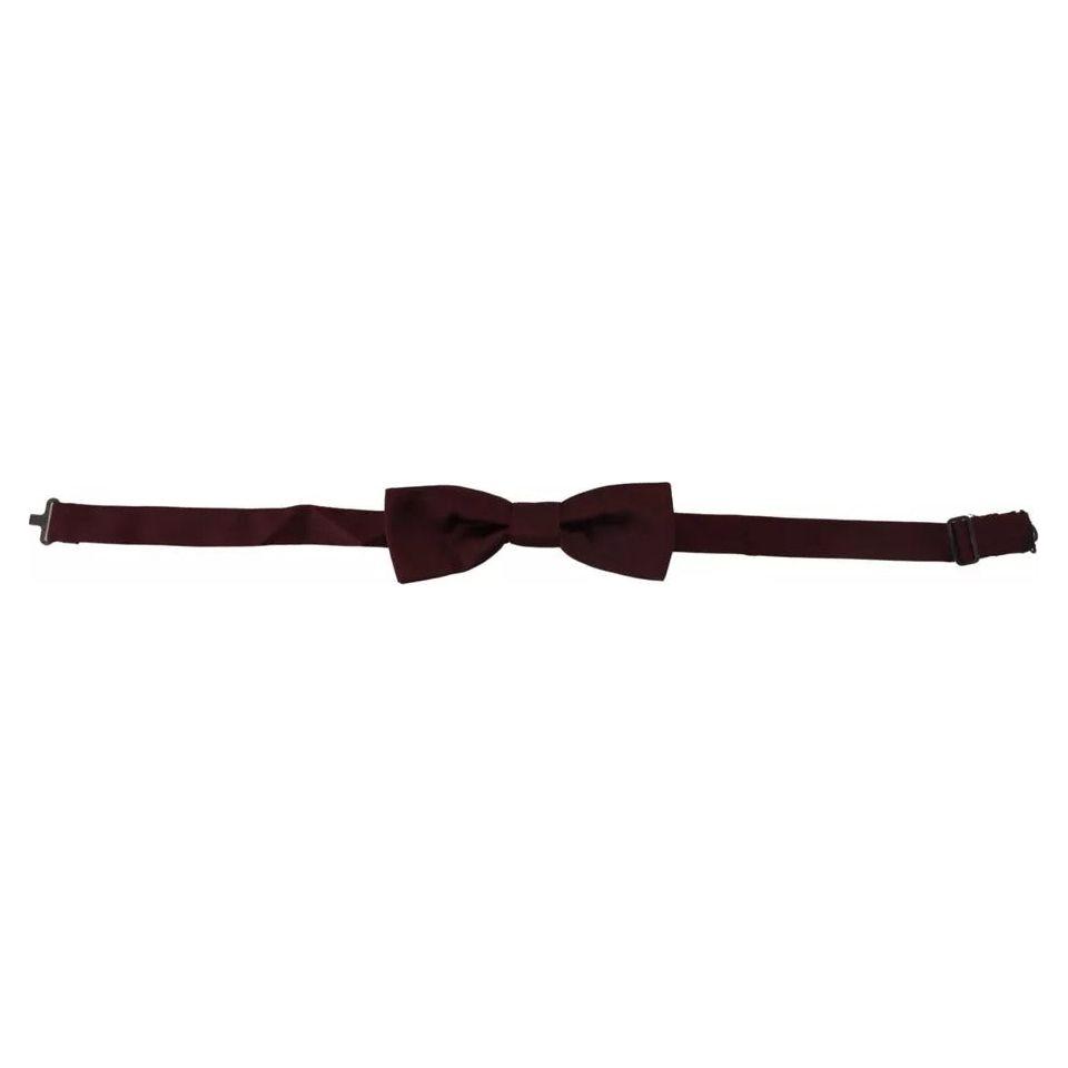 Dolce & Gabbana Bordeaux Silk Adjustable Neck Men Bow Tie Dolce & Gabbana Black