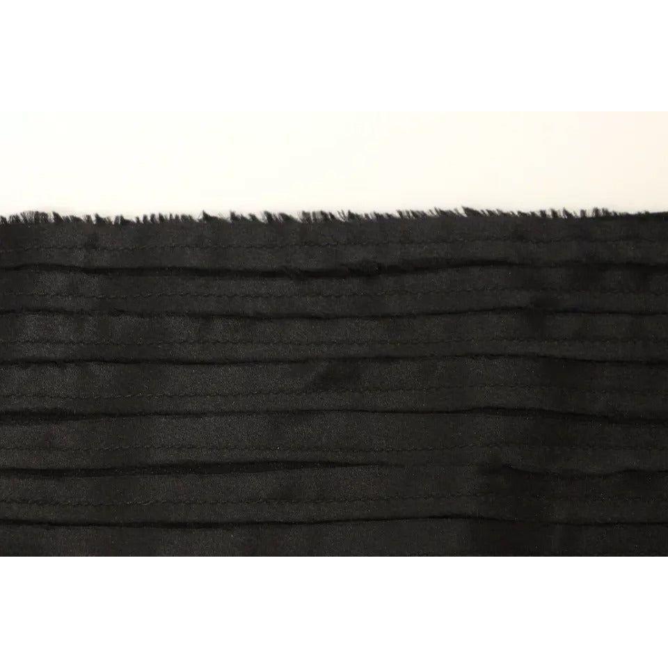 Dolce & Gabbana Black Silk Womens Waist Cummerbund Dolce & Gabbana White Smoke
