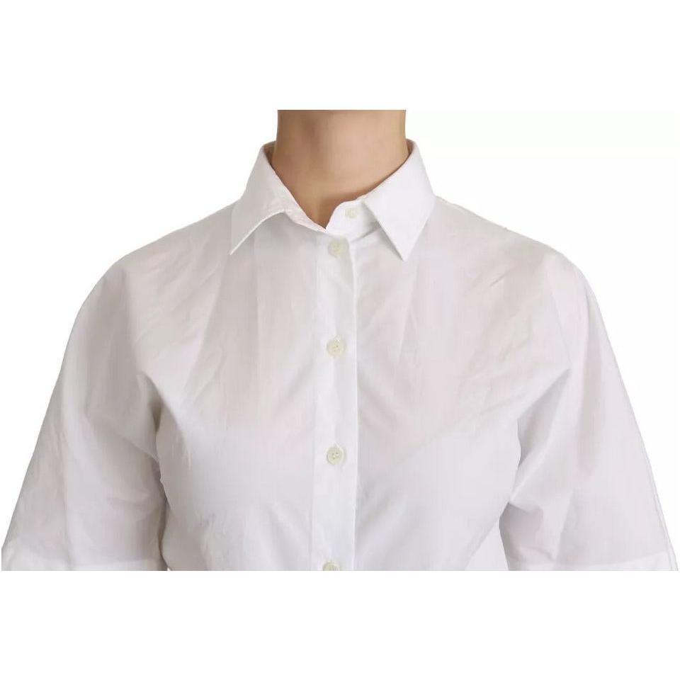 Dolce & Gabbana White Collared Short Sleeve Polo Shirt Top Dolce & Gabbana Light Gray