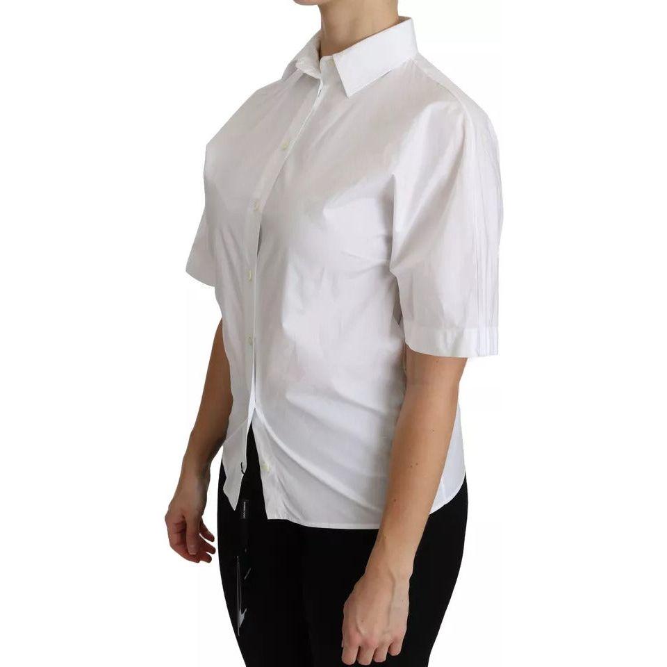 Dolce & Gabbana White Collared Short Sleeve Polo Shirt Top Dolce & Gabbana Gray