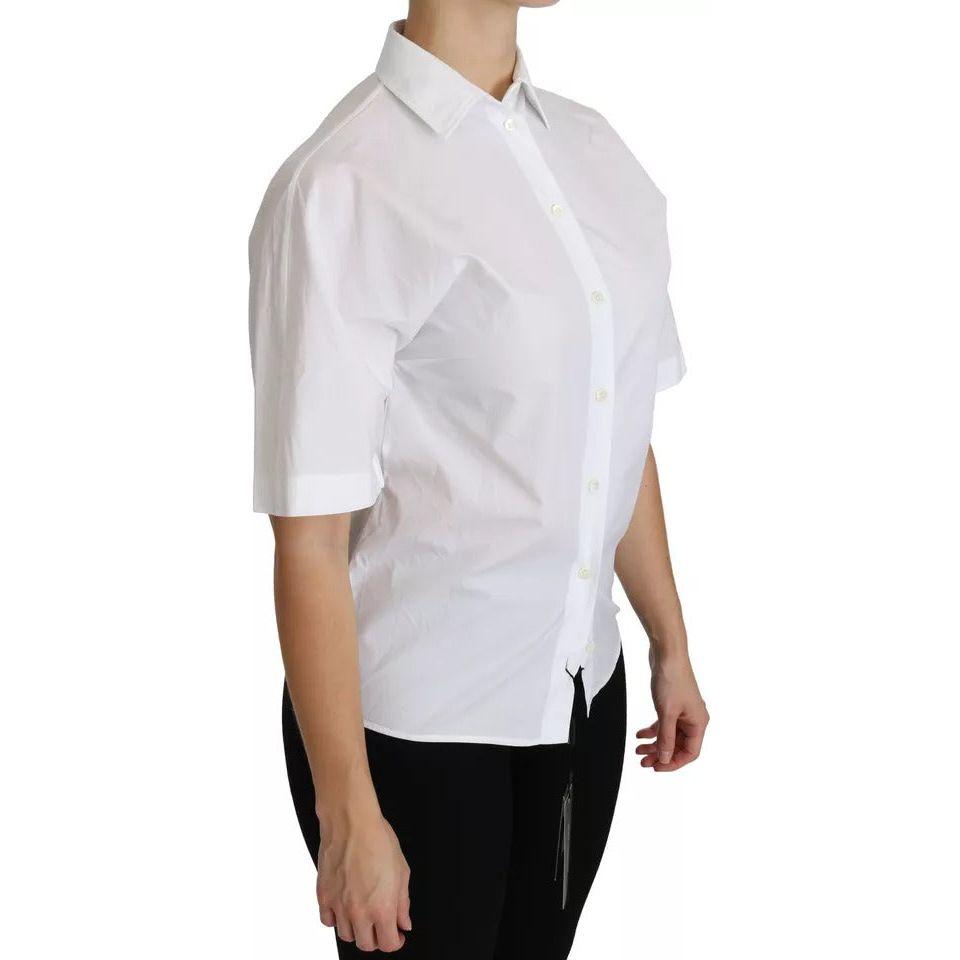 Dolce & Gabbana White Collared Short Sleeve Polo Shirt Top Dolce & Gabbana Light Gray