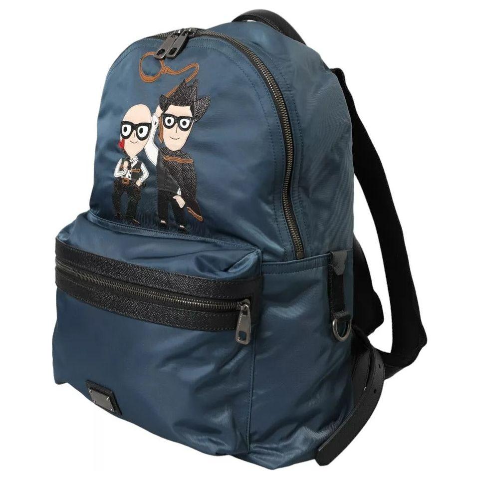 Dolce & Gabbana Blue Nylon #DGFamily Patch Men Backpack Bag Dolce & Gabbana Dark Slate Gray