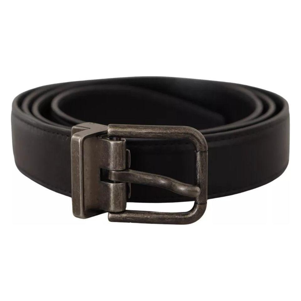 Dolce & Gabbana Black Calf Leather Vintage Logo Metal Buckle Belt Dolce & Gabbana Dark Slate Gray