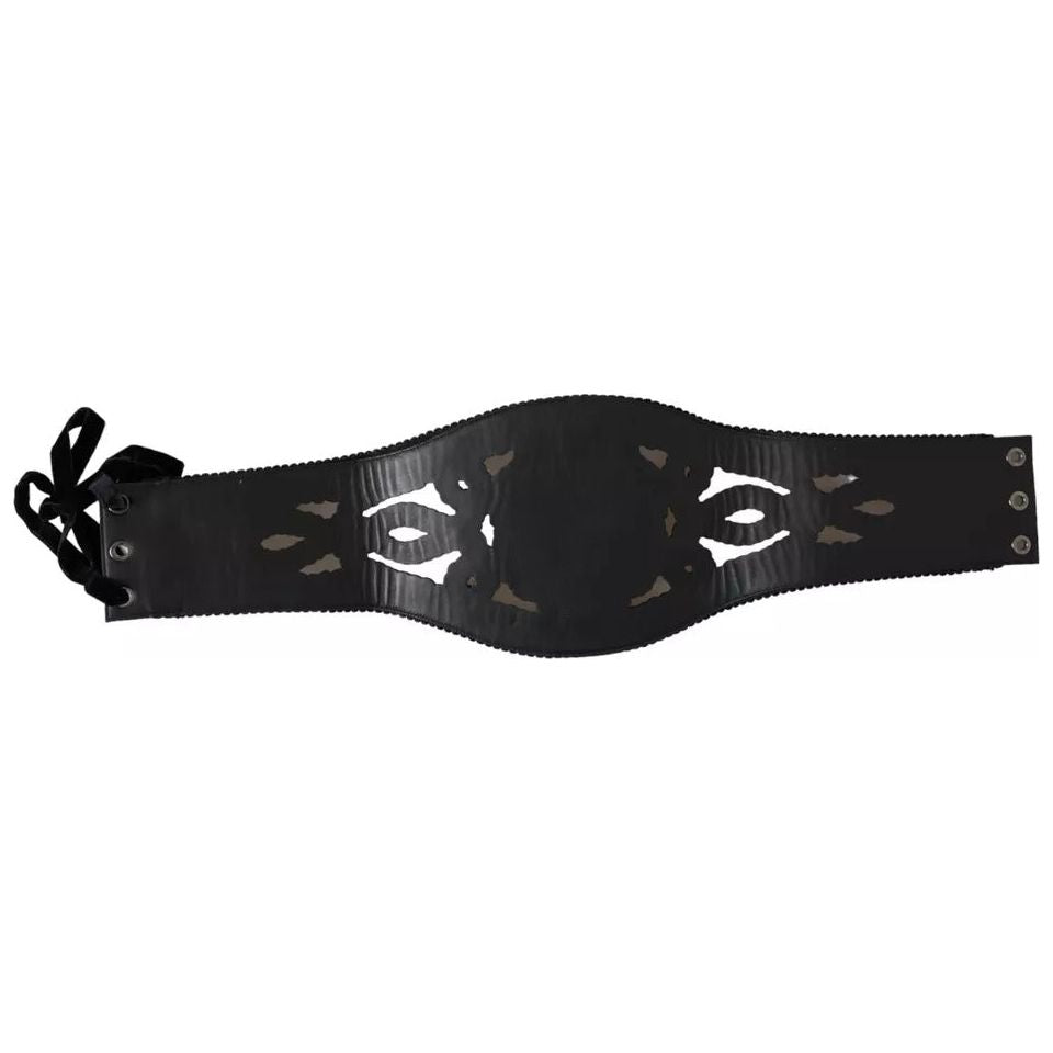 Dolce & Gabbana Black Canvas Embellished Waist Women Belt Dolce & Gabbana Dark Slate Gray