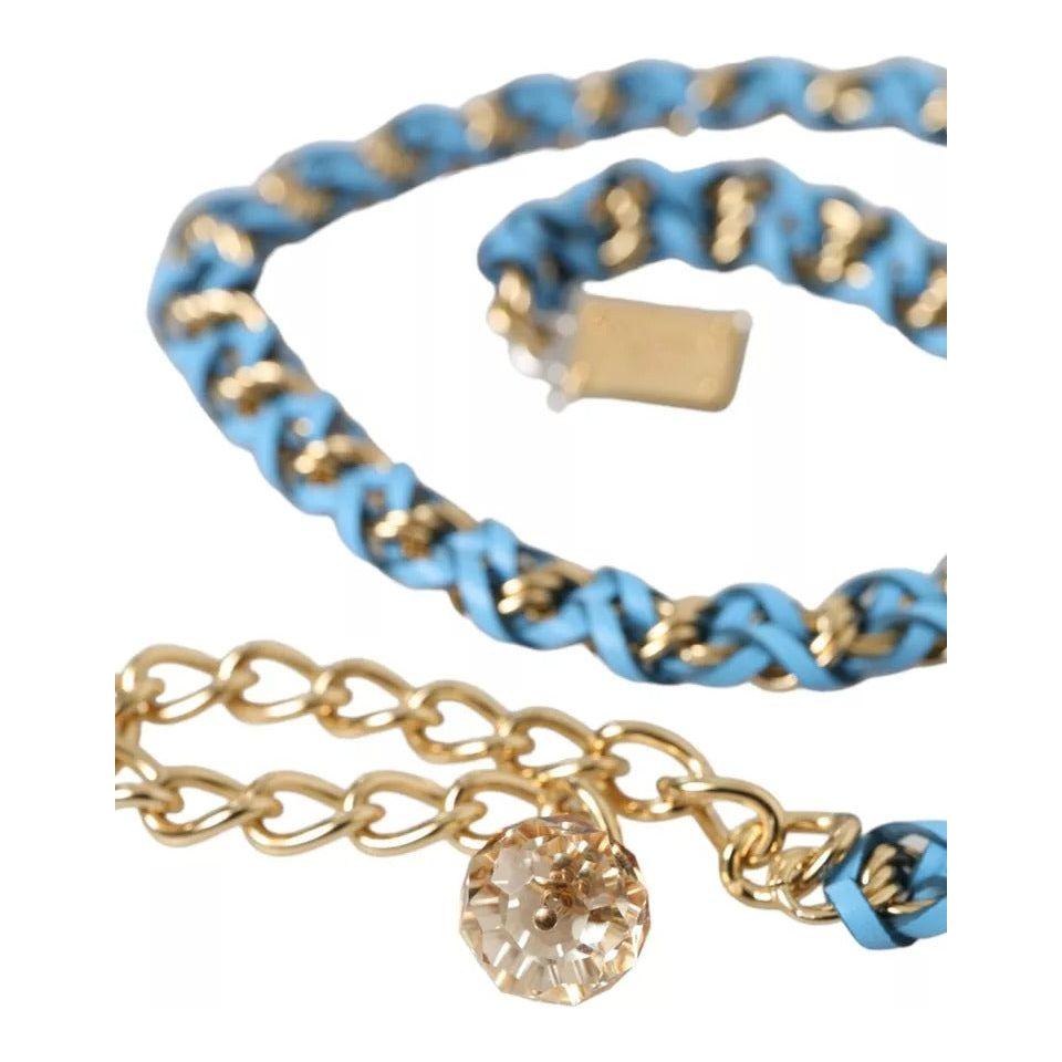 Dolce & Gabbana Blue Braided Gold Brass Chain Waist Belt Dolce & Gabbana Gray