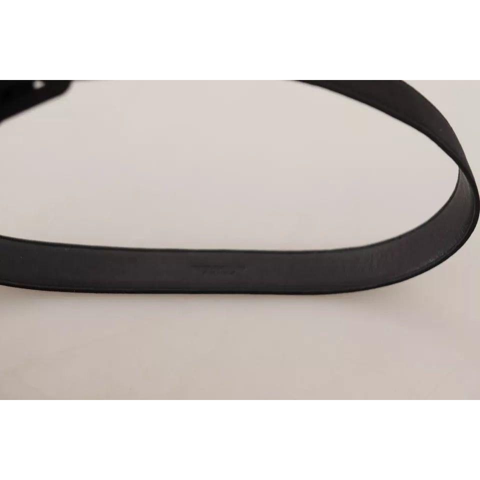 Dolce & Gabbana Black Velvet Leather Logo Waist Buckle Belt Dolce & Gabbana Gray